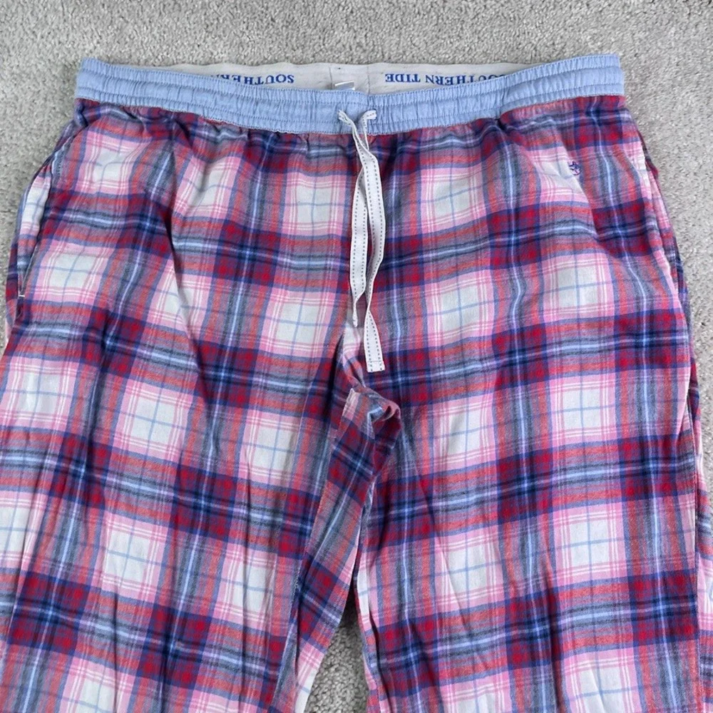 Southern Tide Pajama Pants Men XL Red Blue Plaid Flannel Lounge Sleep PJ